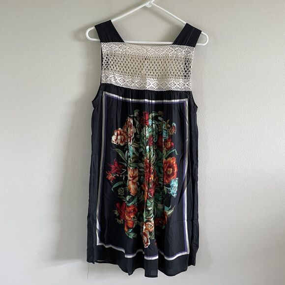 Free People Dresses & Skirts - Free People Floral Lace Crochet Dress Size Small Y2K 90s Tropical Beach Short